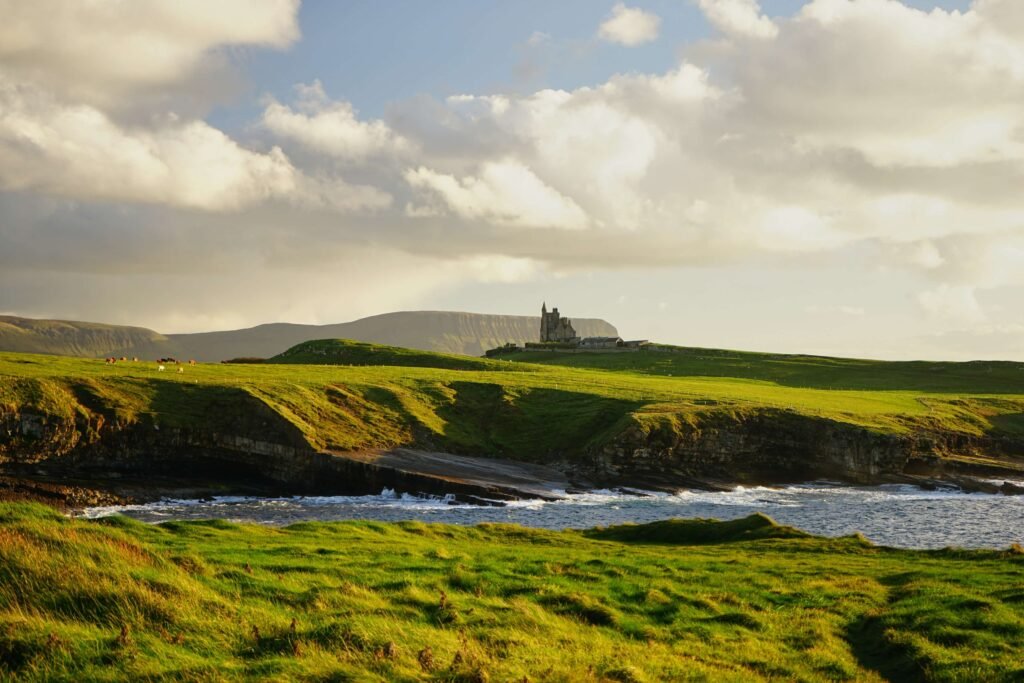 Where the Atlantic ocean meets the Emerald Isle and ancient castle stands sentinel.