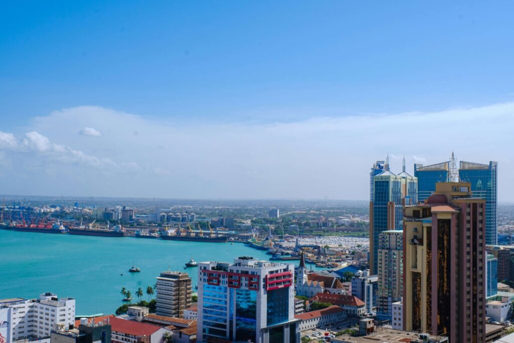 Aerial view of Dar es Salaam harbour.