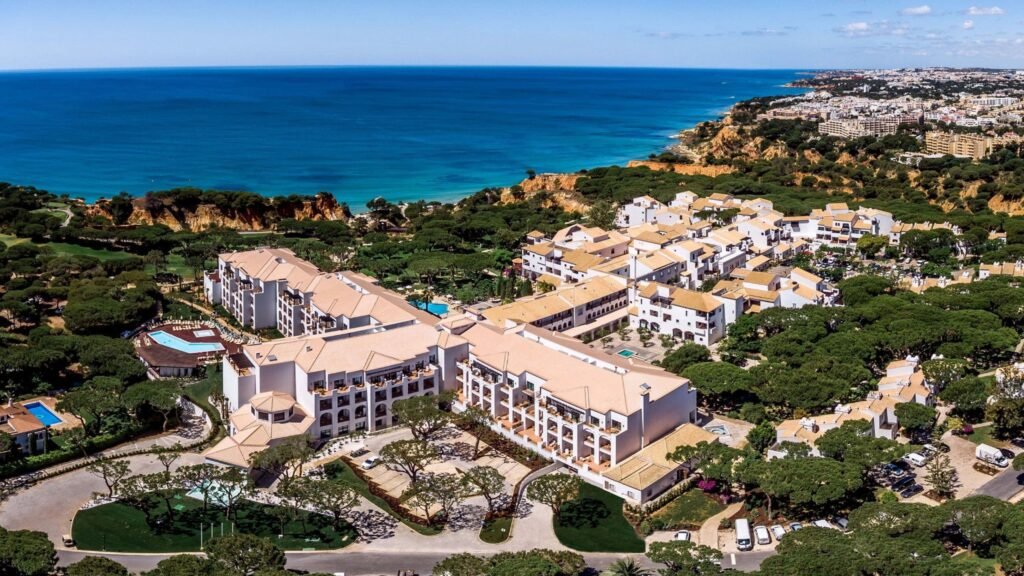 Aerial view of Pine Cliffs Resort in Albufeira.