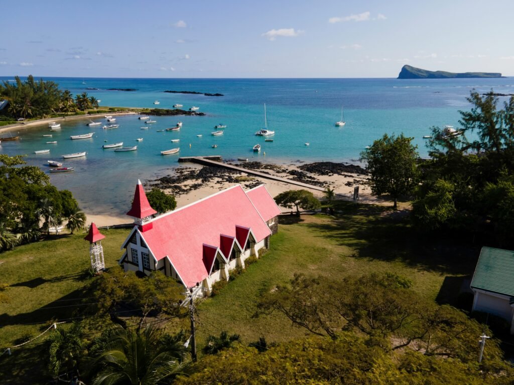 Aerial view of Cap Malheureux in Mauritius.