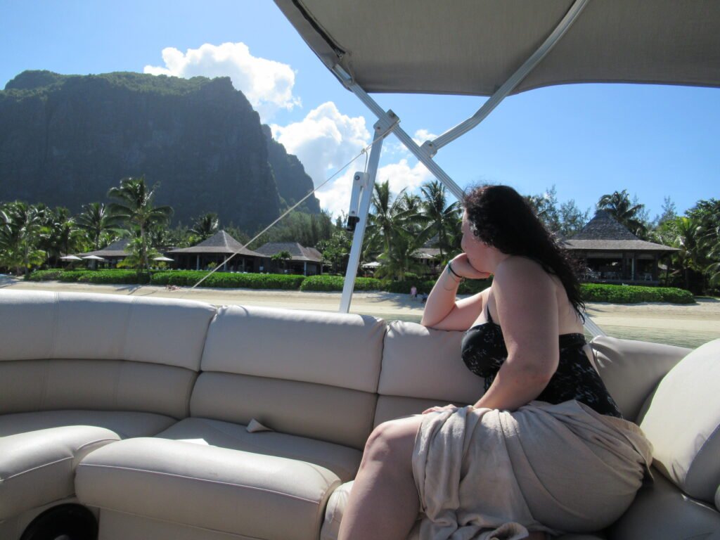 Woman on a boat in Mauritius